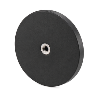 Female Thread Rubber Coated Neodymium Pot Magnet - Diameter 66mm x 8mm | M6 Internal Thread