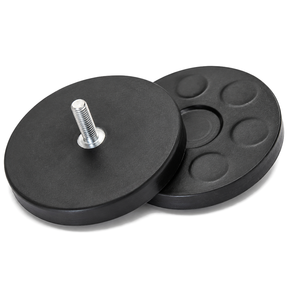 Male Thread Neodymium Pot Magnet - Diameter 66mm x 8mm with 15mm Boss and Rubber Case