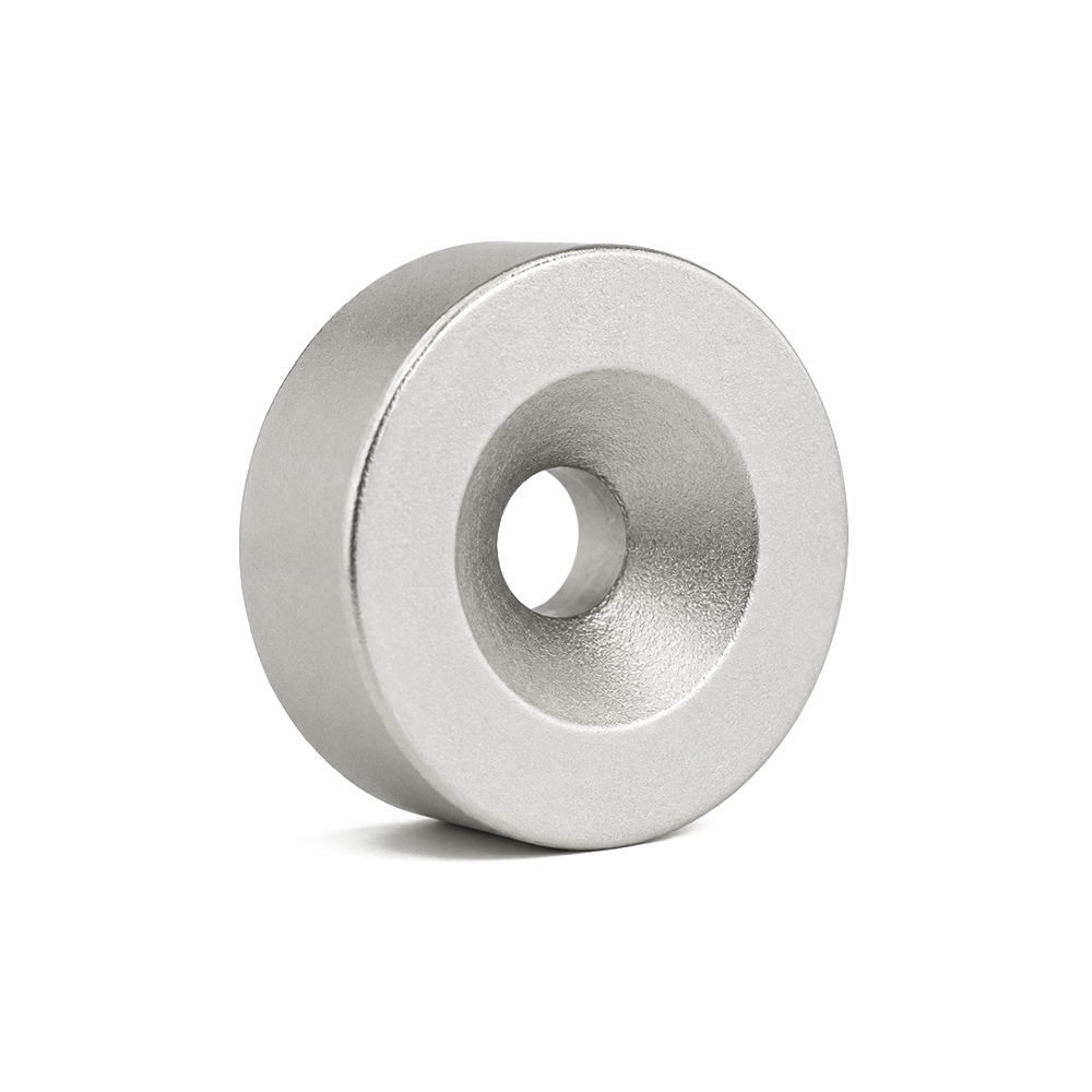 Samarium Cobalt (SmCo) Countersunk Ring Magnet - 20mm (OD) x 10mm (H) | Countersunk Hole D5.2mm | North on Countersunk