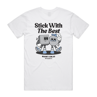 'Stick With The Best' Limited Edition AMF Magnetics T-shirt in White