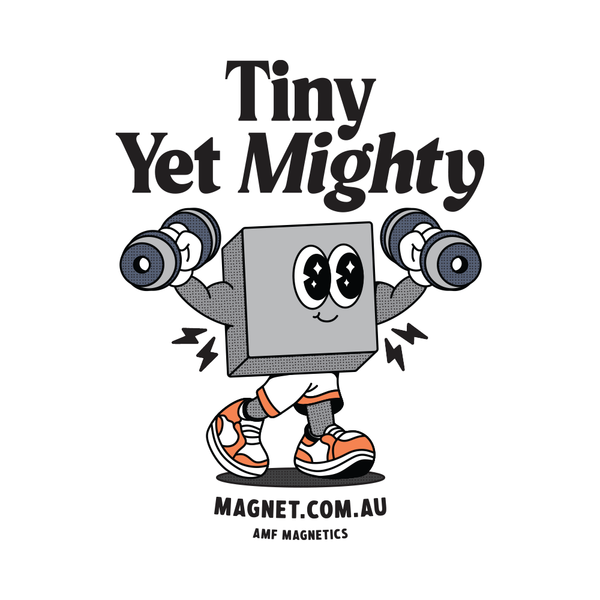 'Tiny Yet Mighty' Limited Edition AMF Magnetics T-shirt in White