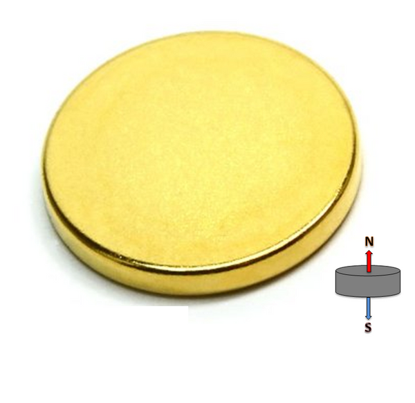 Neodymium Disc Magnet 22mm x 1.8mm N42 GOLD