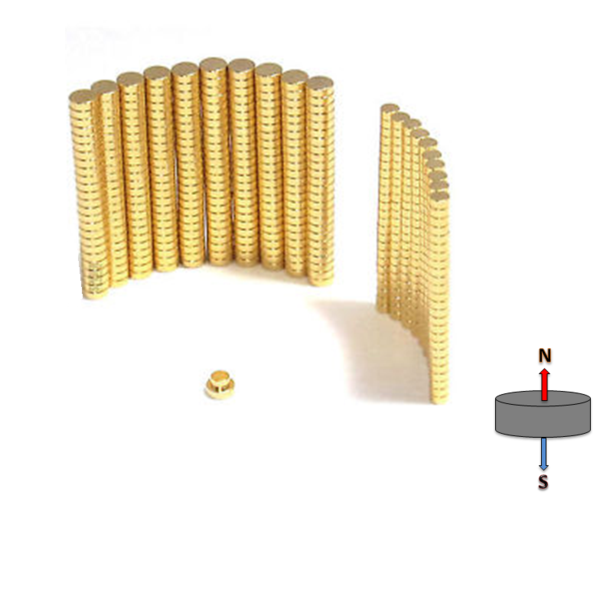 Neodymium Disc Magnet - 4mm x 1mm | Gold Coating I N45