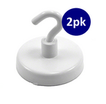 White Ferrite Hook Magnets - 32mm (D) | 6kg Pull Force | Pack of 2