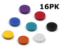 Neodymium Mixed Colour Button Magnets (16 Pack) | 12.7mm x 6.35mm | Thermoplastic Rubber (TPR) Coating