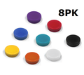 Neodymium Mixed Colour Button Magnets (8 Pack) | 12.7mm x 6.35mm | Thermoplastic Rubber (TPR) Coating