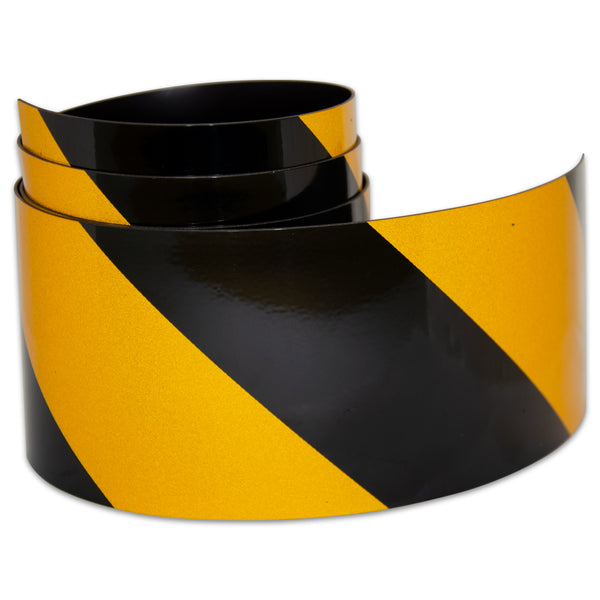 Reflective Magnetic Tape | Hi-Vis Black and Yellow | 75mm x 0.8mm | PER METRE | Supplied As Continuous Length