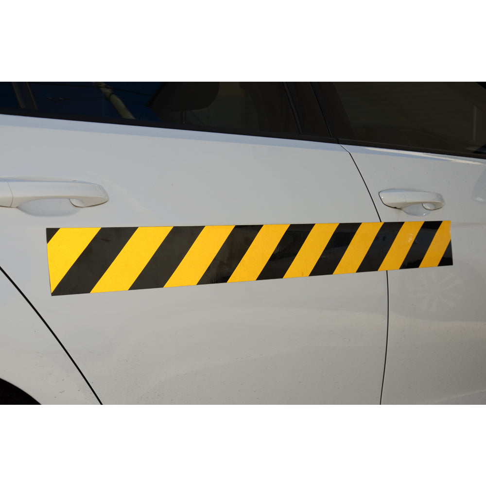 Reflective Magnetic Tape | Hi-Vis Black and Yellow | 100mm x 0.8mm | PER METRE | Supplied As Continuous Length