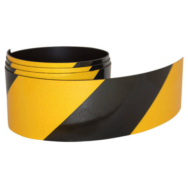 Reflective Magnetic Tape | Hi-Vis Black and Yellow | 50mm x 0.8mm x 45m ROLL
