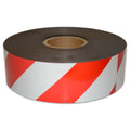 Reflective Magnetic Tape | Hi-Vis Red and White | 75mm x 0.8mm x 45m ROLL