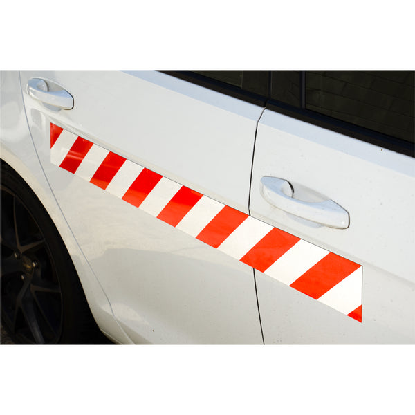 Reflective Magnetic Tape | Hi-Vis Red and White | 100mm x 0.8mm | PER METRE | Supplied As Continuous Length