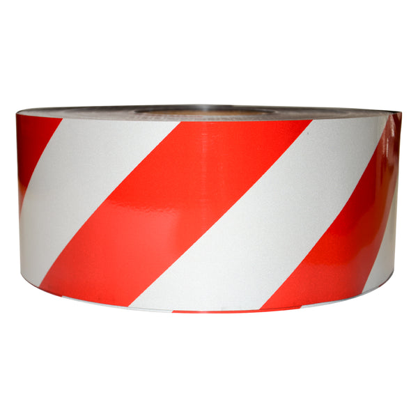 Reflective Magnetic Tape | Hi-Vis Red and White | 100mm x 0.8mm x 45m ROLL