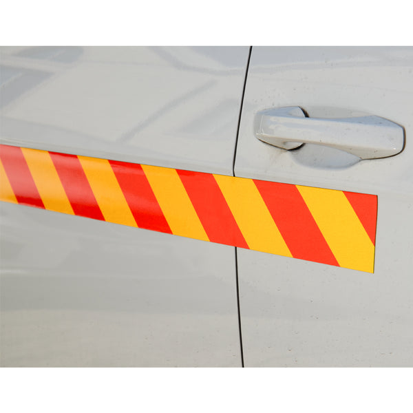 Reflective Magnetic Tape | Hi-Vis Red and Yellow | 50mm x 0.8mm | PER METRE | Supplied As Continuous Length