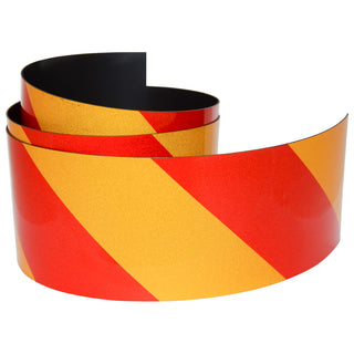 Reflective Magnetic Tape | Hi-Vis Red and Yellow | 75mm x 0.8mm | PER METRE | Supplied As Continuous Length