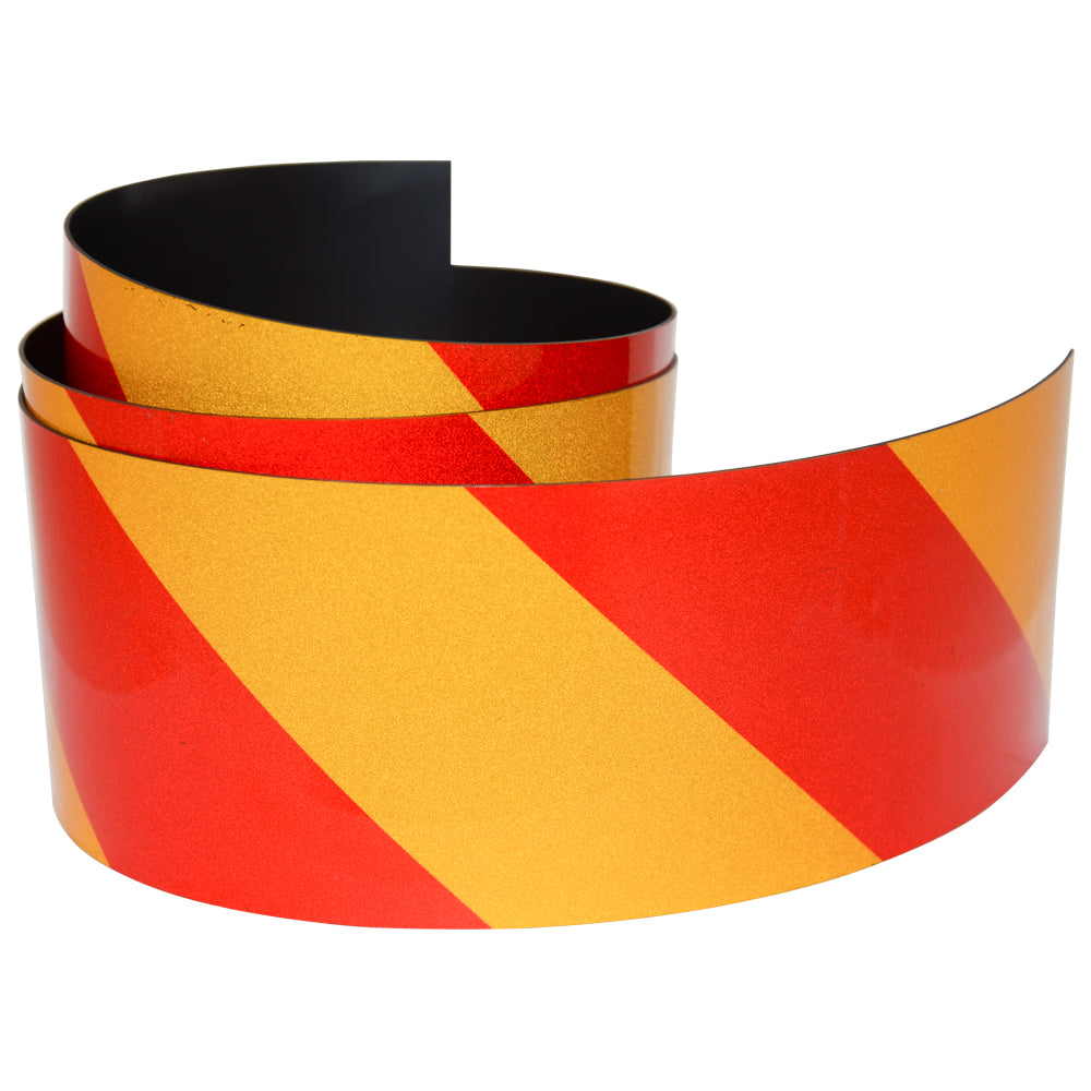 Reflective Magnetic Tape | Hi-Vis Red and Yellow | 50mm x 0.8mm | PER METRE | Supplied As Continuous Length