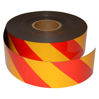 AMF Magnetics Reflective Magnetic Tape Hi-Vis Red and Yellow 75mm x 0.8mm x 45m ROLL