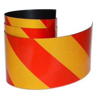 Reflective Magnetic Tape | Hi-Vis Red and Yellow | 100mm x 0.8mm | PER METRE | Supplied As Continuous Length