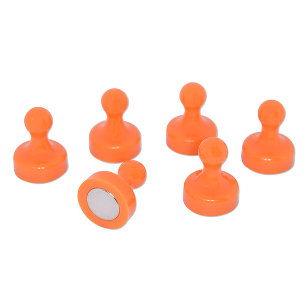 Orange Pin Whiteboard Magnets - 19mm diameter x 25mm | 6 PACK