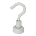 White Hook Magnet | Neodymium Pot Magnet with Threaded Hook - 12mm (D) x 30mm (H)