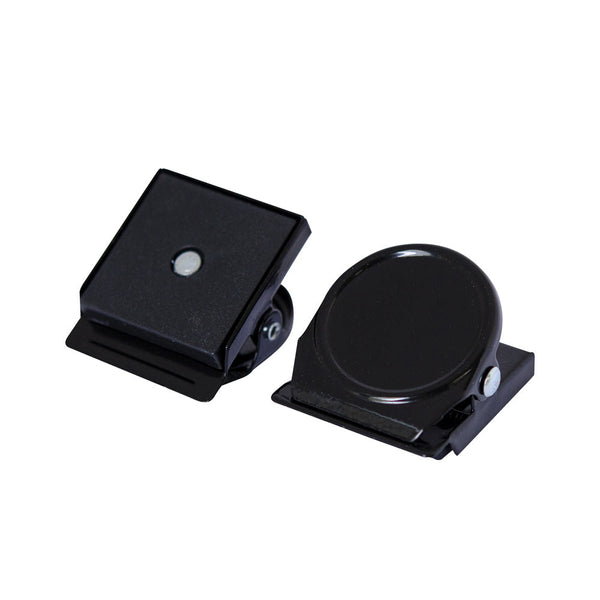 Black Square Round Memo Clip Magnets | 30mm | 10 Pack