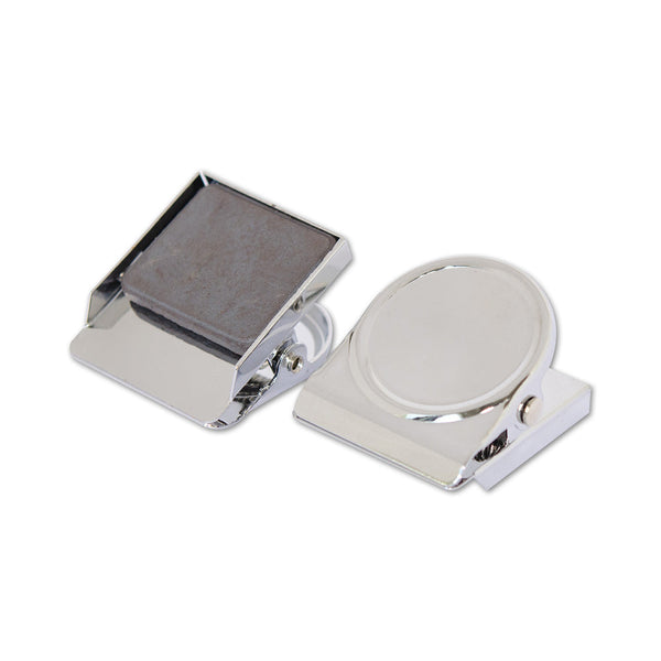 Chrome Square Round Memo Clip Magnets | 30mm | 10 Pack