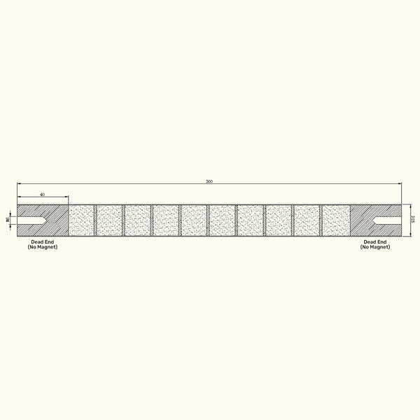AMF Magnetics Separator Bar Tube Magnet - 25mm x 300mm M6 Thread 12K Gauss 40mm Dead Ends