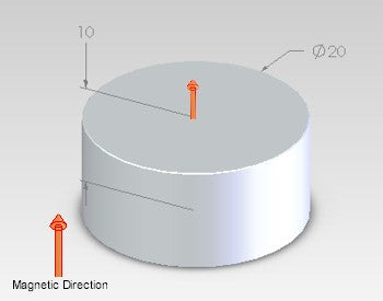 Neodymium Disc Magnet - 20mm x 10mm | N45H | High Temperature ≤120ºC