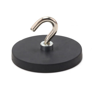 Threaded Hook Neodymium Pot Magnet - Diameter 43mm x 5mm with Rubber Case