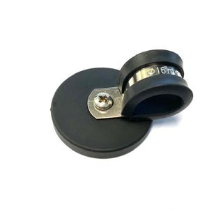 Rubber Coated Neodymium Pot Magnet - D43mm x 30mm with Rubber-Lined P-Clamp