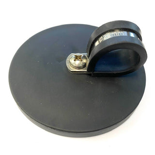 Rubber Coated Neodymium Pot Magnet - Diameter 88mm x 40mm with Rubber-lined P Clamp
