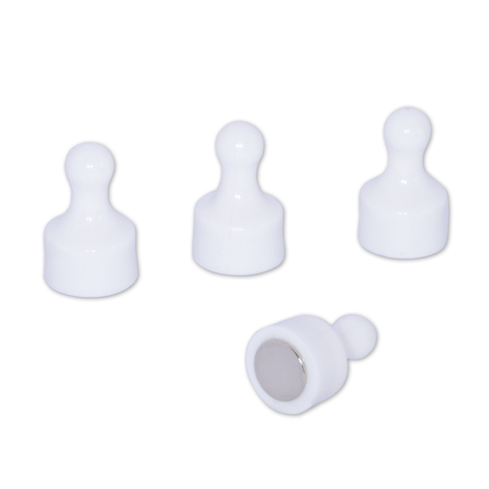 White Pin Whiteboard Magnets - 12mm diameter x 22mm | 12 PACK