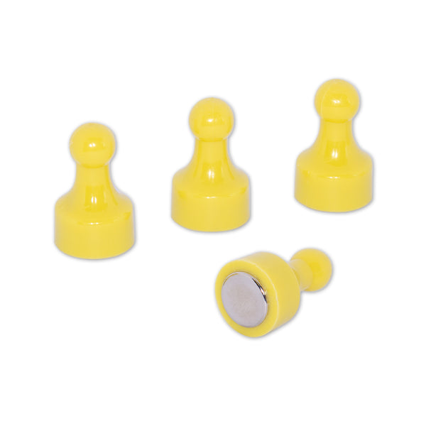 Yellow Pin Whiteboard Magnets - 12mm diameter x 22mm | 12 PACK